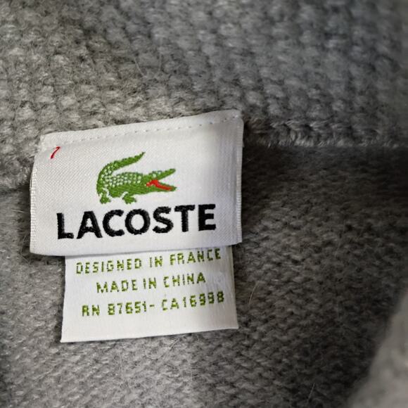 VTG Lacoste Men's Wool/Cashmere/Rabbit Sweater Grey V Neck (READ DESCRIPTION) - Picture 2 of 13
